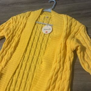 Yellow Cable Knit Cardigan